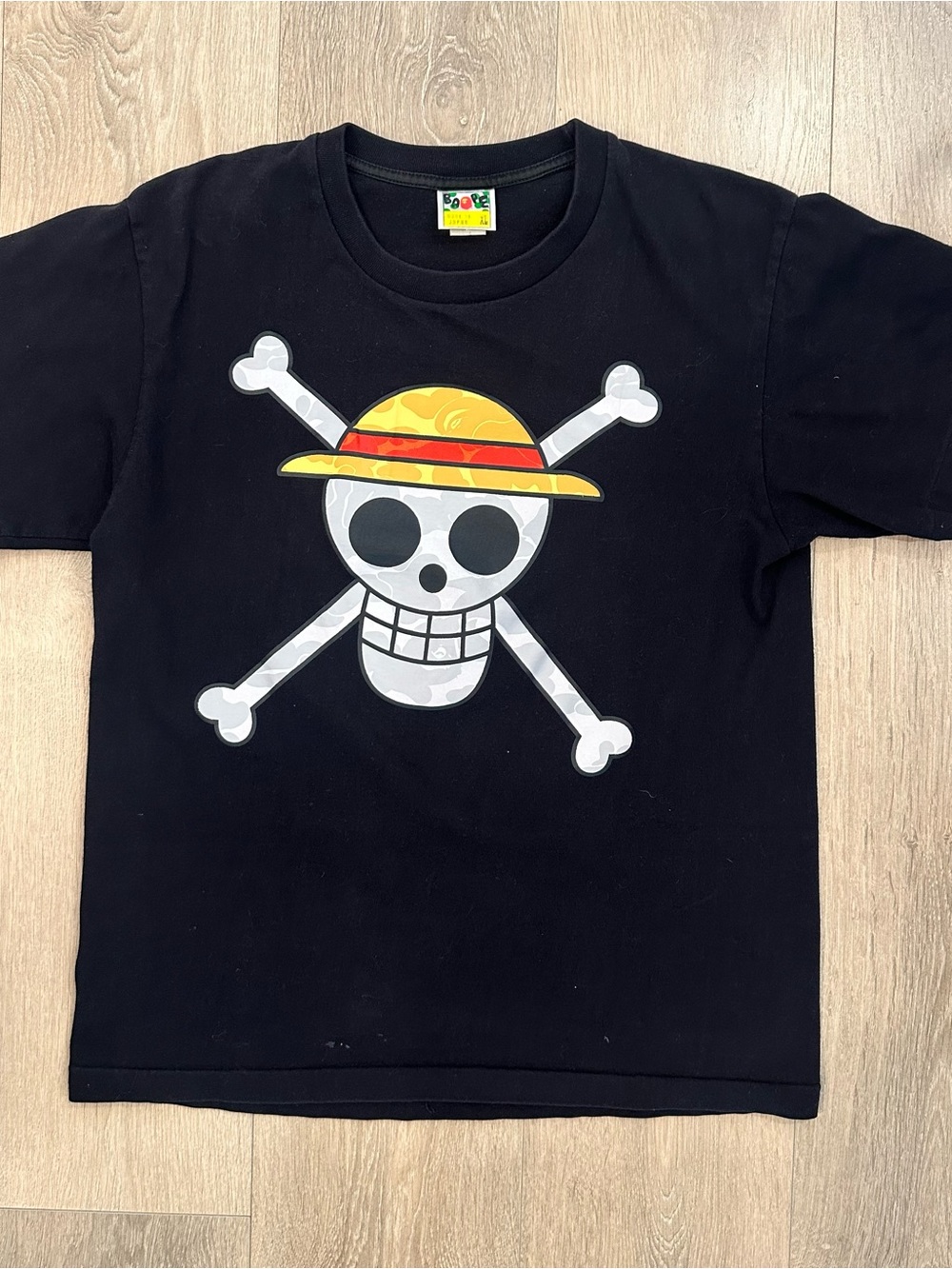 BAPE X One Piece Collaboration with Luffy Camo Skull Graphic T-Shirt Mens XL